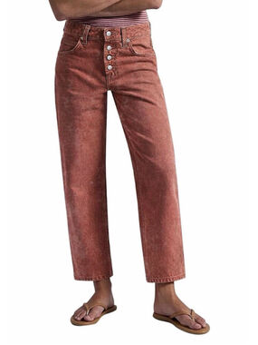 Flamingals Straight Leg Women’s Mid Waisted Button Fly Casual Denim Pants M